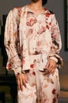 Buy_Siddartha Tytler_Beige Bamberg Satin Printed Floral Garden Tie-up Shirt With Jogger _Online_at_Aza_Fashions