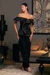 Buy_Siddartha Tytler_Black Taffeta Off Shoulder Structured Corset _Online_at_Aza_Fashions