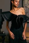 Buy_Siddartha Tytler_Black Taffeta One Shoulder Structured Corset _Online_at_Aza_Fashions