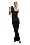 Siddartha Tytler_Black Taffeta One Shoulder Ruffled Corset _at_Aza_Fashions