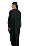 Siddartha Tytler_Black Lycra Satin Embellished Crystal Rope Notched Bodice Kaftan _at_Aza_Fashions