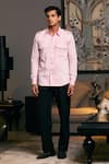 Buy_Siddartha Tytler_Pink Cotton Satin Solid Collared Military Shirt _at_Aza_Fashions