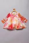 Tutus by Tutu_Orange Organza Embroidered Mirror Work Tie Dye Kurta With Pant _Online_at_Aza_Fashions