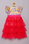 Shop_Tutus by Tutu_Pink Georgette Embroidered Mirror Work Tie Dye Dress With Trail _at_Aza_Fashions