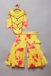 Buy_Tutus by Tutu_Yellow Flat Silk Embroidered Mirror Work Tie Dye Top With Sharara _at_Aza_Fashions