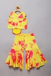 Shop_Tutus by Tutu_Yellow Flat Silk Embroidered Mirror Work Tie Dye Top With Sharara _at_Aza_Fashions