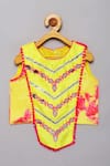 Tutus by Tutu_Yellow Flat Silk Embroidered Mirror Work Tie Dye Top With Sharara _Online_at_Aza_Fashions