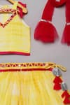 Tutus by Tutu_Yellow Georgette Embroidered Mirror Work Shibori Print Lehenga Set _at_Aza_Fashions