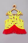 Tutus by Tutu_Yellow Flat Silk Embroidered Mirror Work Tie Dye Top With Draped Skirt _Online_at_Aza_Fashions