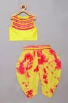 Buy_Tutus by Tutu_Yellow Flat Silk Embroidered Gota Tie Dye Top With Dhoti Pant _at_Aza_Fashions