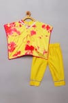 Buy_Tutus by Tutu_Yellow Flat Silk Tie Dye Kaftan With Pant _at_Aza_Fashions