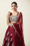 Buy_Samyukta Singhania_Wine Lehenga And Blouse Art Silk Embroidered Thread Geometric Pattern Set 