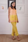 Ankur J_Yellow Blazer Top Linen Embroidery Thread V Neck Front With Pant _Online