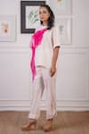 Ankur J_White Bubble Georgette Embellished Round Placed Ruffle T-shirt With Joggers _at_Aza_Fashions