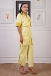 Ankur J_Yellow Crepe Crochet Stand Collar 3-d Pocket Jumpsuit _at_Aza_Fashions