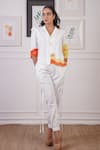 Buy_Ankur J_White Linen Textured Crochet Lapel Collar Lace Embellished Blazer With Joggers _at_Aza_Fashions