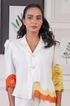 Buy_Ankur J_White Linen Textured Crochet Lapel Collar Lace Embellished Blazer With Joggers _Online_at_Aza_Fashions