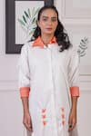 Ankur J_White Oxford Crochet Shirt Collar Pattern High-low Dress _Online_at_Aza_Fashions