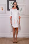 Buy_Ankur J_White Oxford Crochet Shirt Collar Pattern High-low Dress _Online_at_Aza_Fashions