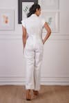 Shop_Ankur J_White Linen Embellished Crochet Lapel Collar Cut-out Pattern Jumpsuit _at_Aza_Fashions