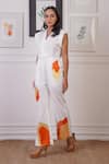 Ankur J_White Linen Embellished Crochet Lapel Collar Cut-out Pattern Jumpsuit _at_Aza_Fashions