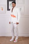 Buy_Ankur J_White Linen Hand Paint Blazer And Pant Set _Online_at_Aza_Fashions