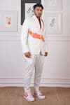 Shop_Ankur J_White Linen Hand Paint Blazer And Pant Set _Online_at_Aza_Fashions