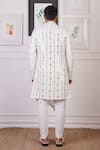 Shop_Ankur J_White Cotton With Silk Mesh Embroidery Mirror Cluster Sherwani And Pant Set _at_Aza_Fashions