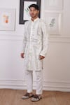 Shop_Ankur J_White Cotton With Silk Mesh Embroidery Mirror Kurta Pant _Online_at_Aza_Fashions