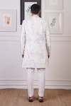 Shop_Ankur J_White Cotton With Silk Mesh Embroidery Mirror Floral Sherwani Pant _at_Aza_Fashions