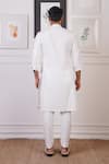 Shop_Ankur J_White Linen Placement Embroidery Floral Cutwork Detail Kurta With Pant _at_Aza_Fashions