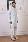 Buy_Ankur J_Blue Georgette And Cotton Silk Embroidery Sequin Kurta With Pant 