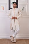 Buy_Ankur J_Cream Cotton With Silk Mesh Embroidery Mirror Tie Dye Overlay Pant Set _at_Aza_Fashions