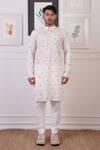 Buy_Ankur J_White Crochet Embroidery Floral Butti Kurta With Pant _at_Aza_Fashions