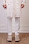 Ankur J_White Crochet Embroidery Floral Butti Kurta With Pant _at_Aza_Fashions