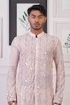 Buy_Ankur J_Peach Cotton With Silk Mesh Embroidery Mirror Embellished Kurta Salwar _Online_at_Aza_Fashions