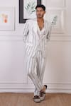 Buy_Ankur J_White Suiting Stripe Pattern Blazer And Pant Set _at_Aza_Fashions