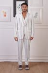 Shop_Ankur J_White Suiting Stripe Pattern Blazer And Pant Set _Online_at_Aza_Fashions