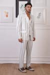 Buy_Ankur J_White Suiting Stripe Pattern Blazer And Pant Set 