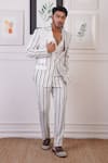 Shop_Ankur J_White Suiting Stripe Pattern Blazer And Pant Set 