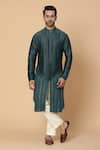 Buy_Kudrat Couture_Green Chanderi Silk Stripe Kurta Set _at_Aza_Fashions