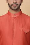 Kudrat Couture_Orange Chanderi Silk Plain Panelled Kurta Set _at_Aza_Fashions