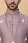 Shop_Kudrat Couture_Purple Chanderi Silk Embroidery Pearl Kurta Set _Online_at_Aza_Fashions