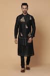 Buy_Kudrat Couture_Black Chanderi Silk Embroidery Zardozi Airavata Elephant Kurta Set _at_Aza_Fashions