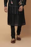 Buy_Kudrat Couture_Black Chanderi Silk Embroidery Zardozi Airavata Elephant Kurta Set _Online_at_Aza_Fashions