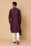 Shop_Kudrat Couture_Maroon Silk Plain Cowl Neck Kurta Set _at_Aza_Fashions