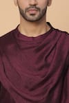 Buy_Kudrat Couture_Maroon Silk Plain Cowl Neck Kurta Set 