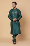 Buy_Kudrat Couture_Green Raw Silk Embroidery Resham Umbrella Kurta Set _at_Aza_Fashions