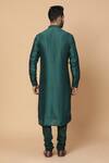 Shop_Kudrat Couture_Green Raw Silk Embroidery Resham Umbrella Kurta Set _at_Aza_Fashions