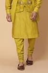 Buy_Kudrat Couture_Green Raw Silk Embroidery Resham Kurta Set 